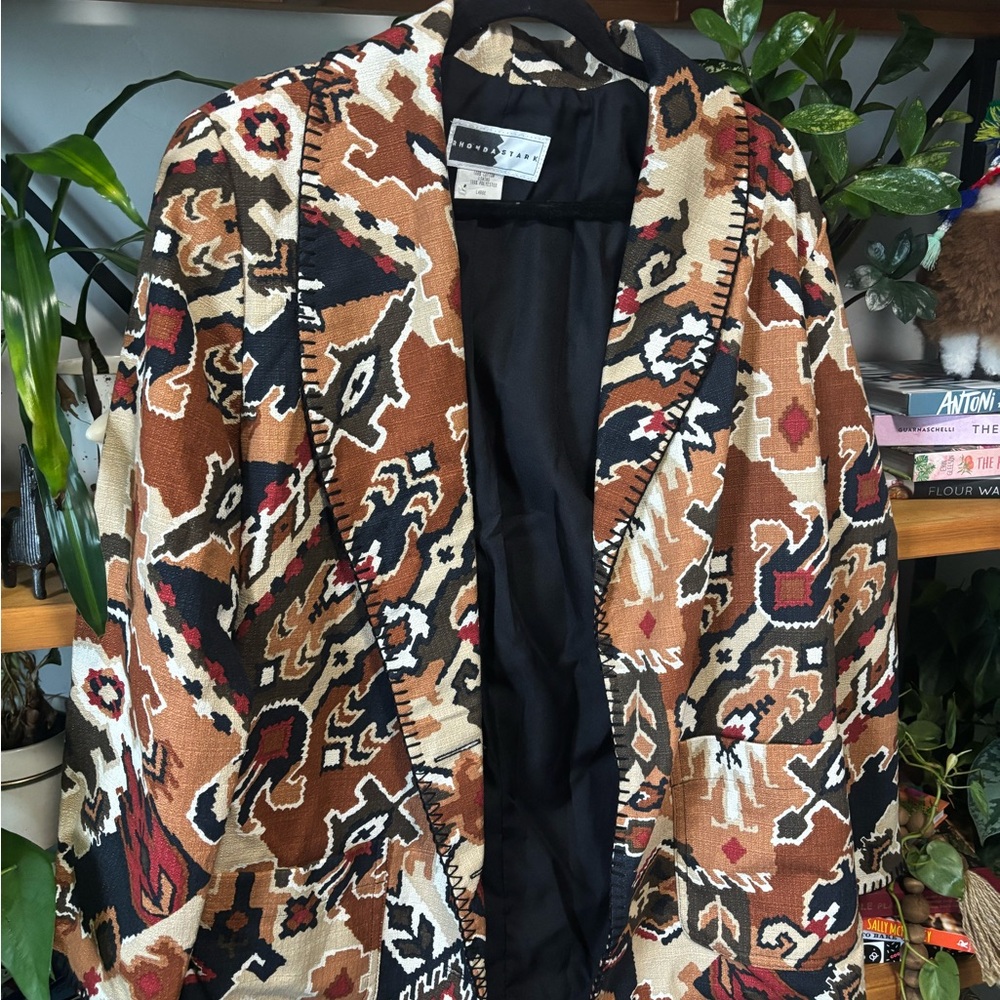 Rhonda Stark Southwestern Multicolor Patterned Blazer | Large